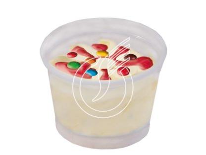 Cocoon vanille/sauce fraise avec dragées  "Mio"